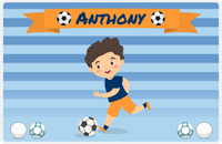 Thumbnail for Personalized Soccer Placemat XIX - Orange Ribbon - Black Hair Boy -  View