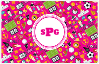Thumbnail for Personalized Soccer Placemat XX - Pink Background - Circle Nameplate -  View