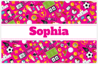 Thumbnail for Personalized Soccer Placemat XX - Pink Background - Ribbon Nameplate -  View