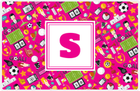 Thumbnail for Personalized Soccer Placemat XX - Pink Background - Square Nameplate -  View