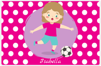 Thumbnail for Personalized Soccer Placemat XXIII - Pink Background - Blonde Girl -  View