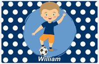 Thumbnail for Personalized Soccer Placemat XXIV - Blue Background - Blond Boy -  View
