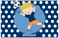 Thumbnail for Personalized Soccer Placemat XXIV - Blue Background - Blond Boy II -  View