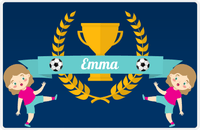 Thumbnail for Personalized Soccer Placemat XXVIII - Blue Background - Blonde Girl -  View