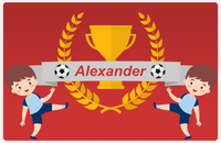 Thumbnail for Personalized Soccer Placemat XXIX - Red Background - Brown Hair Boy II -  View