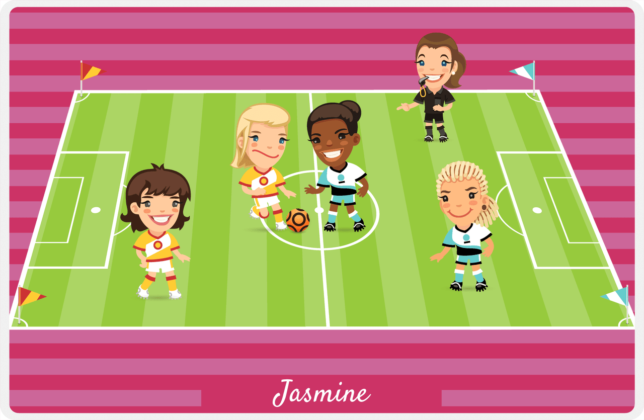 Personalized Soccer Placemat XXXI - Pink Background - Girls Teams -  View