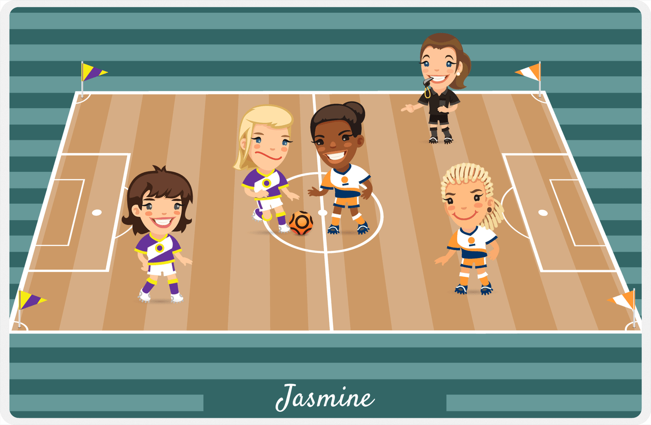 Personalized Soccer Placemat XXXI - Green Background - Girls Teams -  View