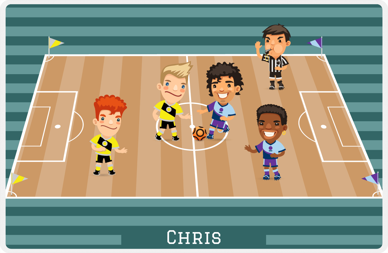 Personalized Soccer Placemat XXXII - Teal Background - Boys Teams -  View
