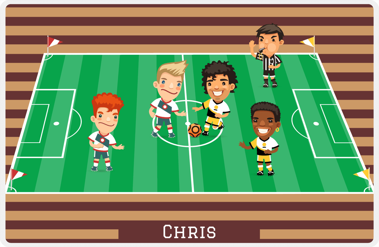 Personalized Soccer Placemat XXXII - Brown Background - Boys Teams -  View