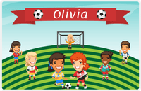 Thumbnail for Personalized Soccer Placemat XXXIII - Blue Background - Girls Team -  View