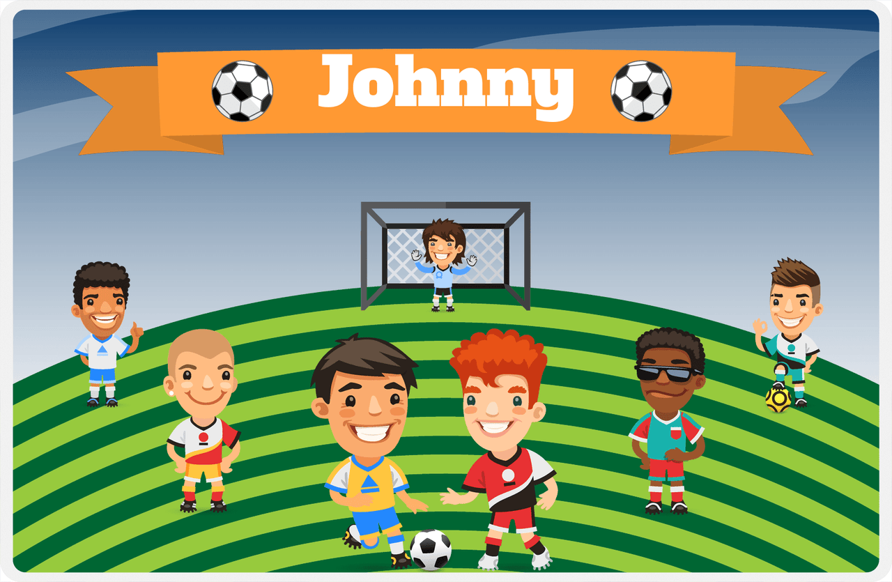 Personalized Soccer Placemat XXXIV - Blue Background - Boys Team -  View