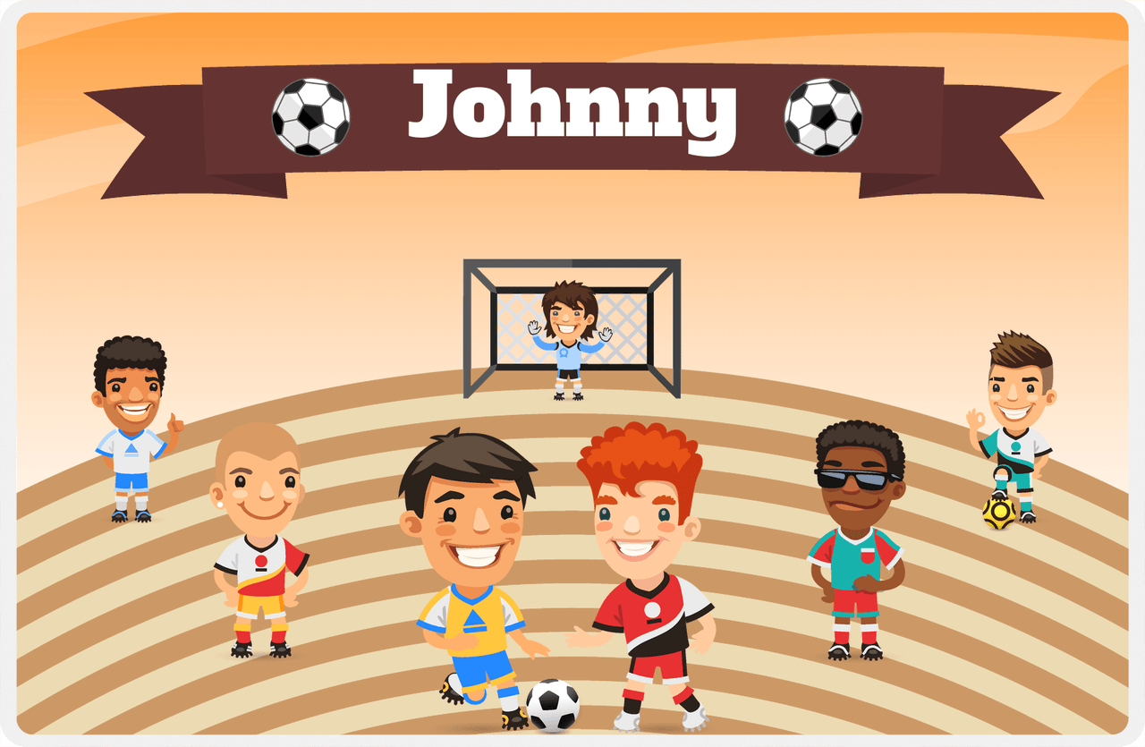 Personalized Soccer Placemat XXXIV - Orange Background - Boys Team -  View