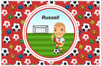 Thumbnail for Personalized Soccer Placemat XL - Red Background - Blond Boy -  View
