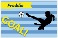 Thumbnail for Personalized Soccer Placemat XLIV - Blue Background - Boy Silhouette I -  View