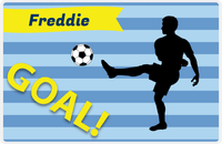 Thumbnail for Personalized Soccer Placemat XLIV - Blue Background - Boy Silhouette II -  View