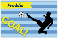 Thumbnail for Personalized Soccer Placemat XLIV - Blue Background - Boy Silhouette III -  View
