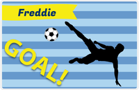 Thumbnail for Personalized Soccer Placemat XLIV - Blue Background - Boy Silhouette IV -  View