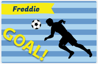 Thumbnail for Personalized Soccer Placemat XLIV - Blue Background - Boy Silhouette V -  View