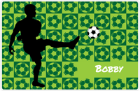 Thumbnail for Personalized Soccer Placemat XLVI - Green Background - Boys Silhouette II -  View