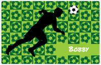 Thumbnail for Personalized Soccer Placemat XLVI - Green Background - Boys Silhouette V -  View
