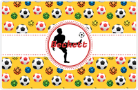 Thumbnail for Personalized Soccer Placemat XLVII - Yellow Background - Boys Silhouette II -  View