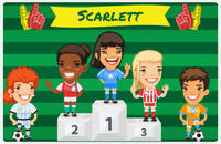 Thumbnail for Personalized Soccer Placemat XXXV - Green Background - Black Hair Girl -  View