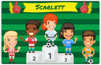 Thumbnail for Personalized Soccer Placemat XXXV - Green Background - Redhead Girl -  View