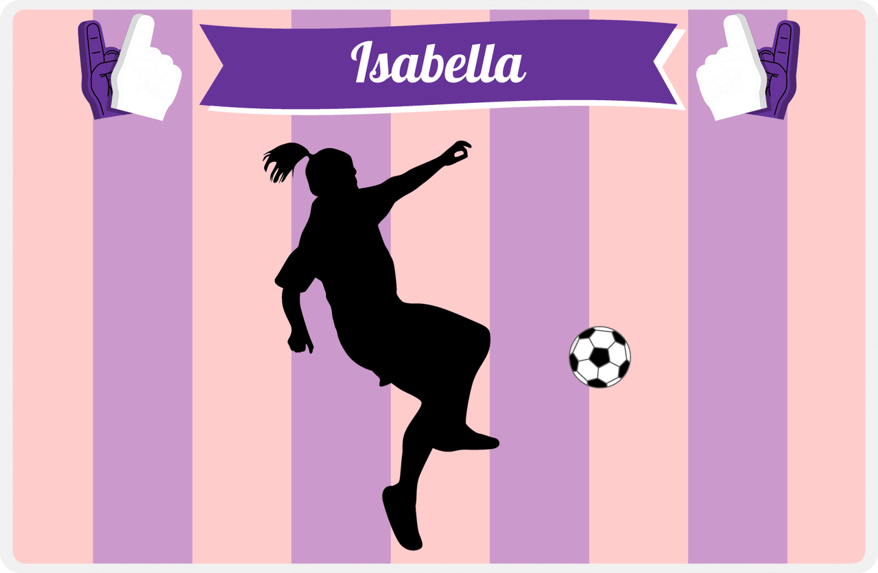 Personalized Soccer Placemat LII - Pink Background - Girl Silhouette II -  View