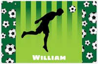 Thumbnail for Personalized Soccer Placemat LIII - Green Background - Boy Silhouette VI -  View