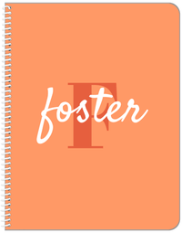 Thumbnail for Personalized Solid Color Notebook - Orange Background - Name Over Initial - Front View