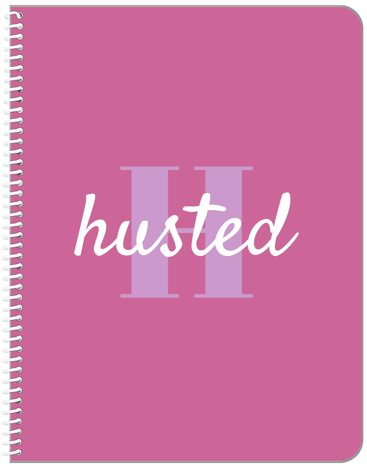 Personalized Solid Color Notebook - Pink Background - Name Over Initial - Front View