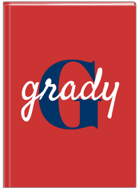 Thumbnail for Personalized Solid Color Journal - Red Background - Name Over Initial - Front View