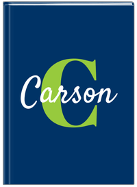 Thumbnail for Personalized Solid Color Journal - Blue Background - Name Over Initial - Front View