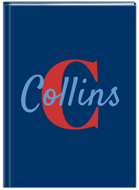 Thumbnail for Personalized Solid Color Journal - Blue Background - Name Over Initial - Front View