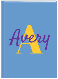 Thumbnail for Personalized Solid Color Journal - Blue Background - Name Over Initial - Front View