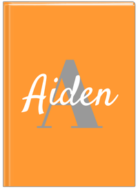 Thumbnail for Personalized Solid Color Journal - Orange Background - Name Over Initial - Front View