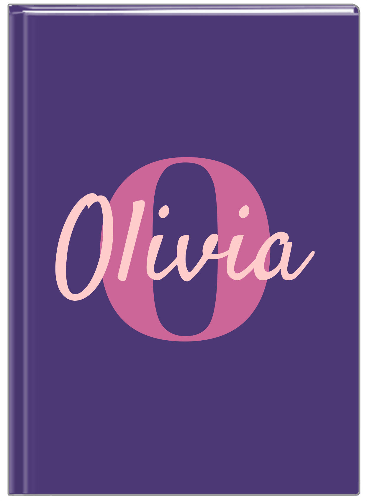 Personalized Solid Color Journal - Purple Background - Name Over Initial - Front View