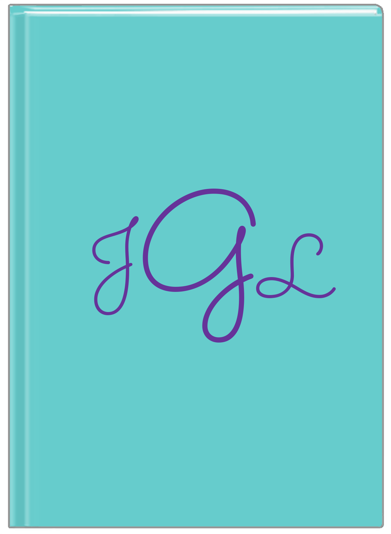 Personalized Solid Color Journal - Teal Background - Monogram - Front View