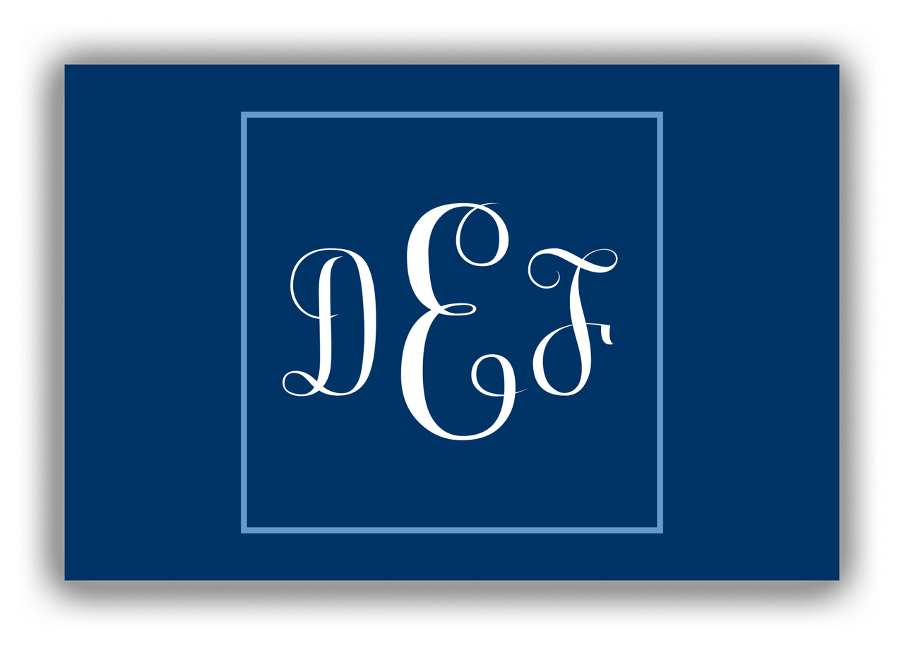 Personalized Solid Color Canvas Wrap & Photo Print II - Blue - Square - Monogram - Front View