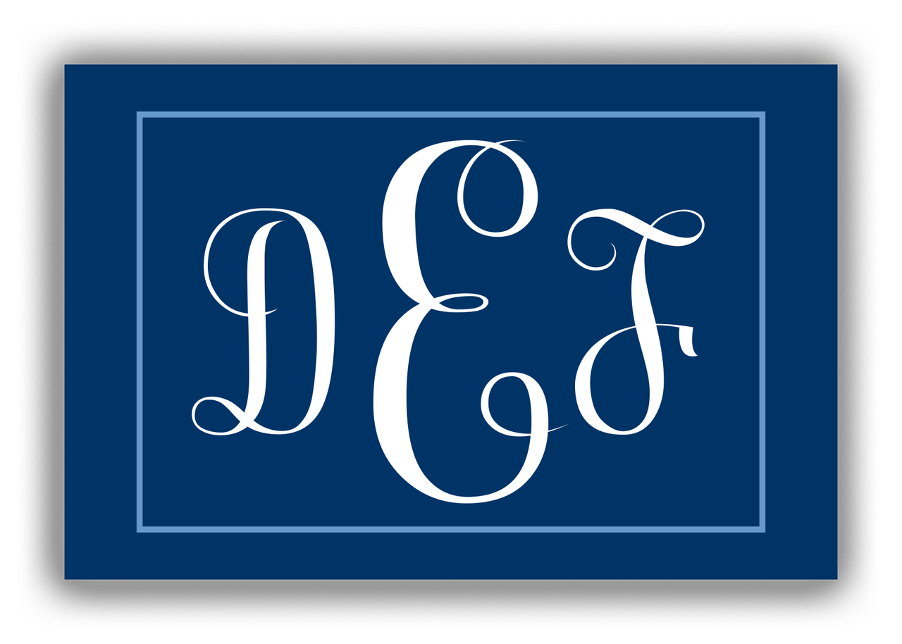 Personalized Solid Color Canvas Wrap & Photo Print II - Blue - Rectangle - Monogram - Front View
