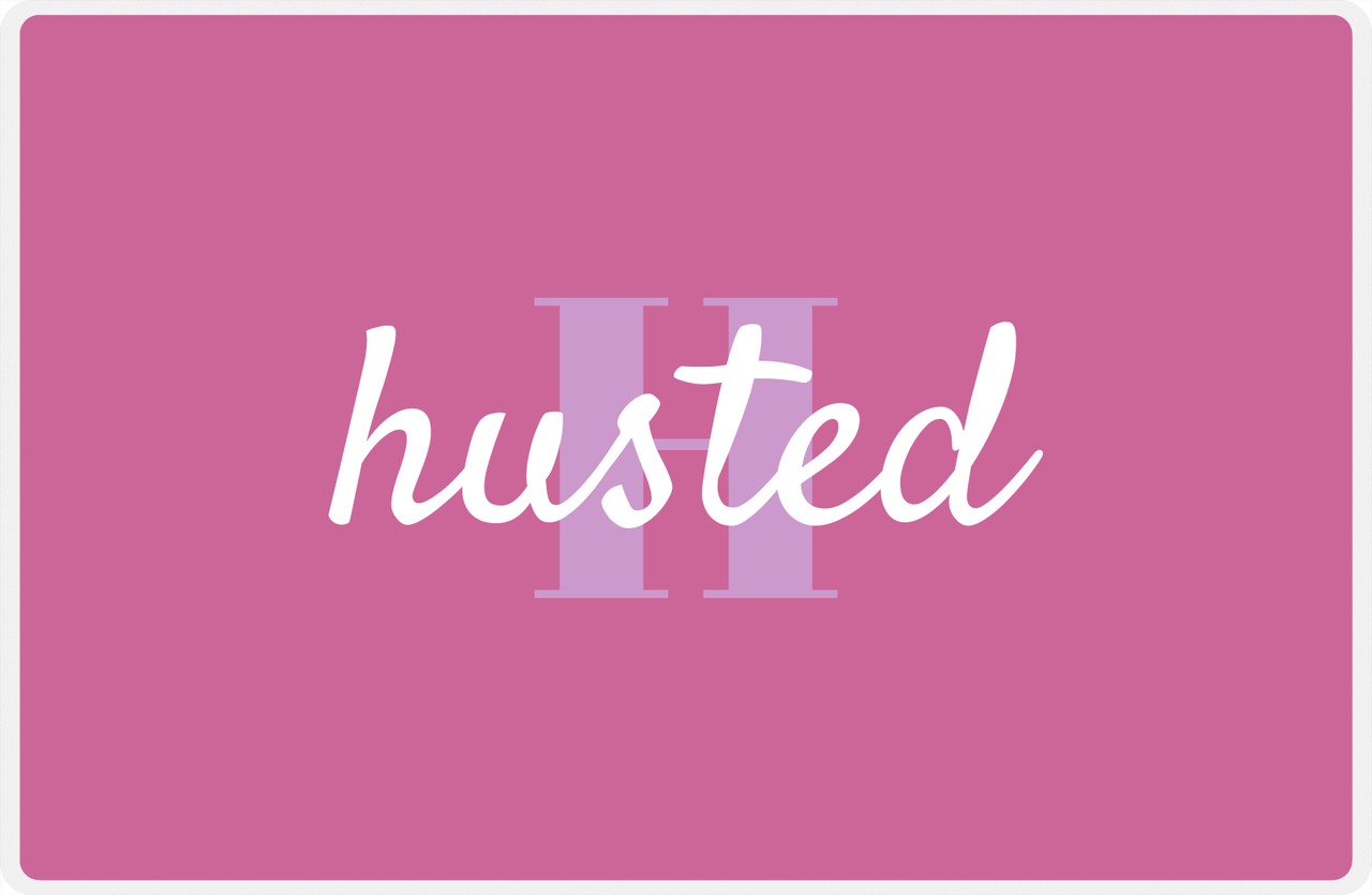 Personalized Solid Color Placemat - Pink Background - Name Over Initial -  View