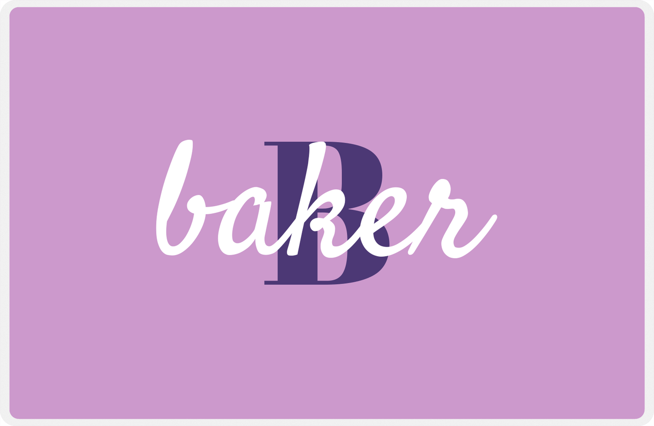 Personalized Solid Color Placemat - Purple Background - Name Over Intitial -  View