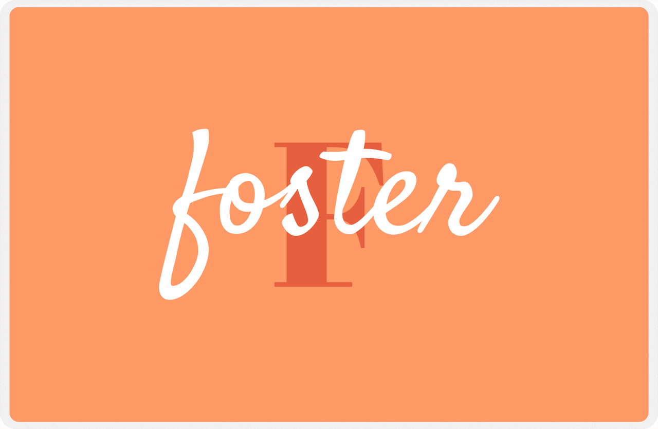 Personalized Solid Color Placemat - Orange Background - Name Over Initial -  View