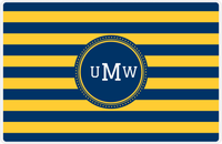 Thumbnail for Personalized Striped Placemat - Navy and Mustard Stripes - Navy Circle Frame -  View