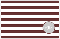 Thumbnail for Personalized Striped Placemat - Brown and White Stripes - Light Grey Corner Circle Frame -  View