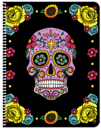 Thumbnail for Sugar Skulls Notebook - Black Background - Front View