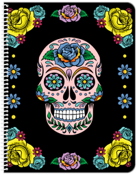 Thumbnail for Sugar Skulls Notebook - Black Background - Front View
