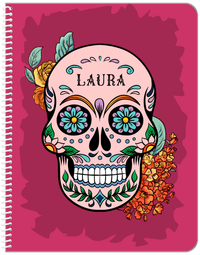 Thumbnail for Personalized Sugar Skulls Notebook - Pink Background - Front View