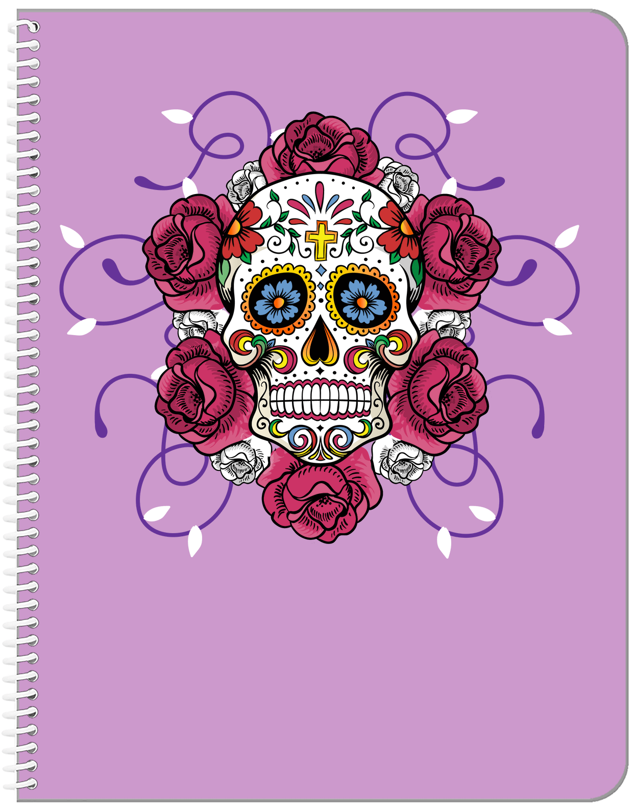 Sugar Skulls Notebook - Purple Background - Front View