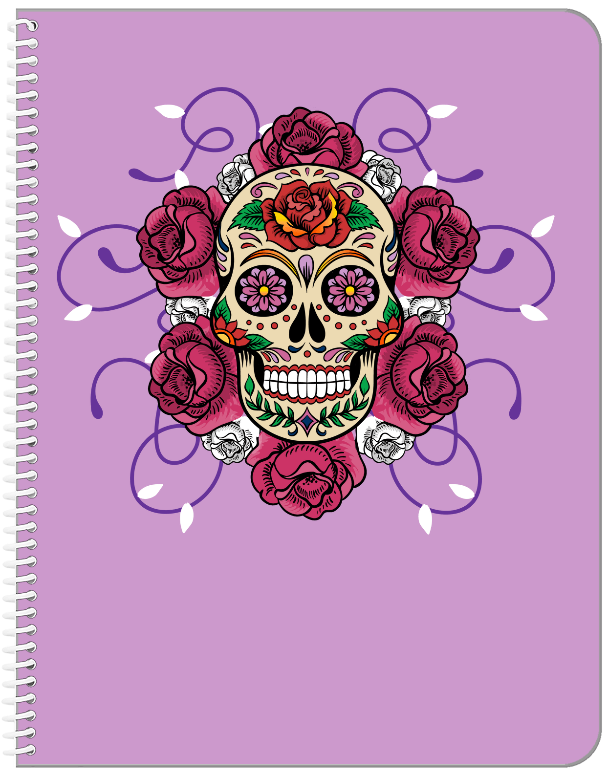 Sugar Skulls Notebook - Purple Background - Front View